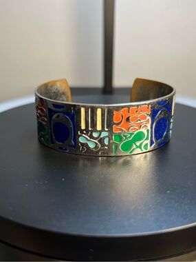 Coach Multicolor Enamel Silver-Tone Cuff Bracelet vintage